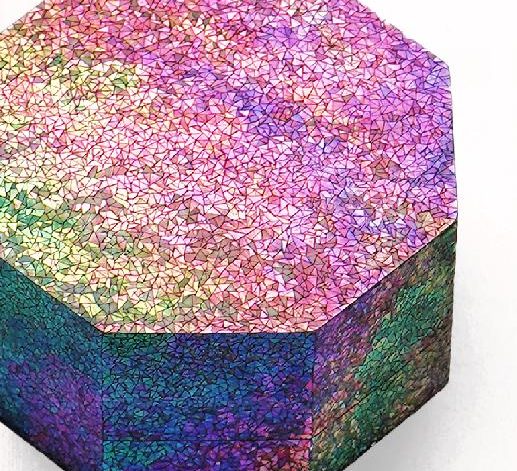 Octagonal lacquer box with iridescent mother-of-pearl inlay